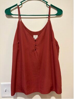 Terracotta blouse with button accents, A New Day